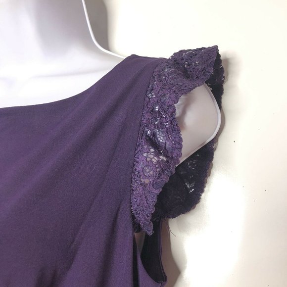 Kimi + Kai Maternity Dress Purple Lace Trim Cap - Picture 4 of 7
